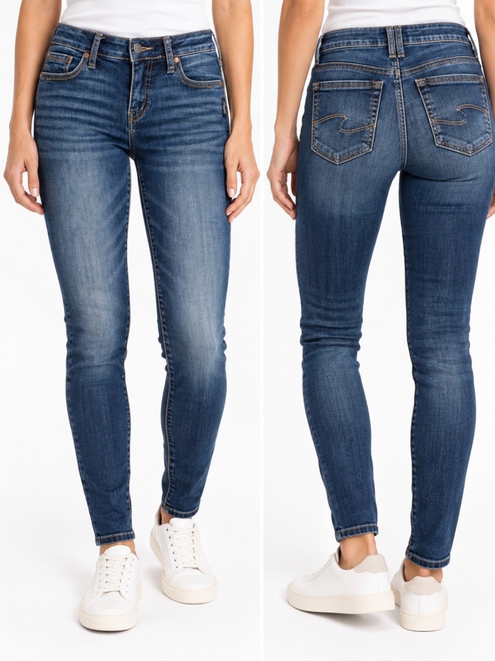 Silver Jeans Co Suki Skinny Curvy Mid Rise Dark Wash Jeans W30 L31